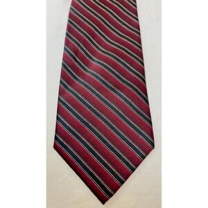 Zylos George Machado Silk Tie Burgundy Navy Gold Stripe 100% Silk Mens Necktie